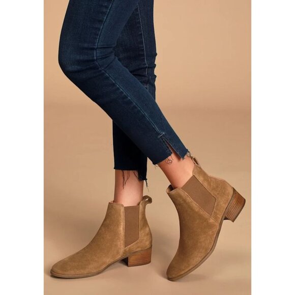 NEW Steve Madden Dover Cognac Suede Leather Ankle Chelsea Booties Size 7.5M - Picture 2 of 11